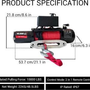 10000 lb Electric Winch for Truck Synthetic Rope Waterproof Remote Control