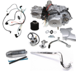 125cc Semi Auto Engine Kit W/ Wiring & Exhaust for Go Kart ATV Quad Buggy Bike