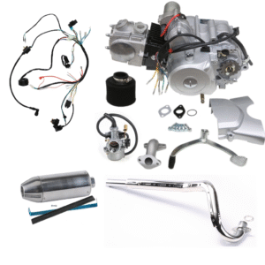 125cc Semi Auto Engine Kit W/ Wiring & Exhaust for Go Kart ATV Quad Buggy Bike