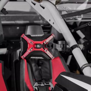 1.65″-2″ UTV Side Mirrors Aluminum W/ Integrated Light Mount for Polaris RZR RED - Image 2