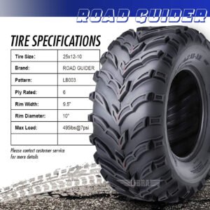 2 UTV ATV Tires 25x12-10 25x12x10 6PR 25x12.00-10 25x12.00x10 - 10274 Mud Tire - Image 4