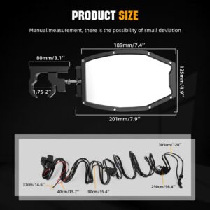 2X UTV Rear View Side Mirrors LED Light For Polaris RZR XP S 900 1000 Can-am x3 - Image 3