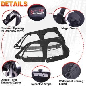 4 Seater Cab Enclosure Upper Doors Zipper for Polaris 2014-2023 RZR XP 4 1000 - Image 3