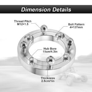 4PCS 1.0" 4x137 110mm Wheel Spacers For 2016-2025 Honda Pioneer 1000/Talon 1000 - Image 4