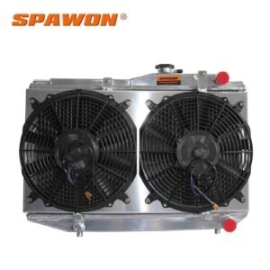 747 Aluminum Radiator+Fan Shroud Fit Toyota Corolla AE86 L4 1.6 84-87 SPAWON MT