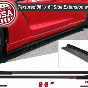 96" Extension Flat Bottom Line Lip Side Skirt w/ Fin Diffuser For VW Porsche