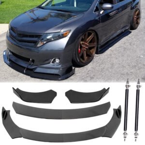 Carbon Front Lip Bumper Spoiler Splitter + Strut Rods For Toyota Venza 2009-2022
