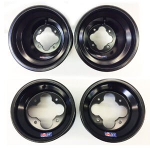 DWT BLACK A5 10" FRONT 8" REAR WHEELS RIMS YAMAHA YFZ450 BANSHEE RAPTOR 700 660