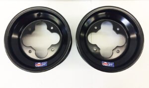 DWT Black A5 Rolled Lip 10" Front & 9" Rear Wheels Rims Kawasaki KFX450R KFX400 - Image 3