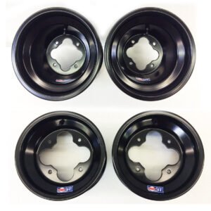 DWT Black A5 Rolled Lip 10" Front & 9" Rear Wheels Rims Kawasaki KFX450R KFX400