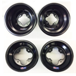 DWT Black A5 Rolled Lip 10" Front & 9" Rear Wheels Rims Kawasaki KFX450R KFX400