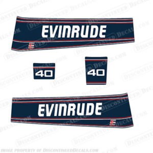 Fits Evinrude 40hp Decal Kit - 1993 1994 1995 - Navy