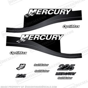 Fits Mercury 225hp Optimax Saltwater Series Decal Kit - Dark Grey
