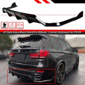 For 15-18 BMW X5 F15 M Sport Gloss Black Rear Bumper Diffuser W/Corner Extension