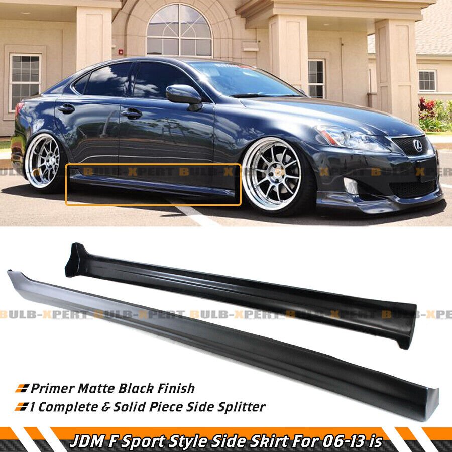 FOR 2006-13 LEXUS IS250 IS350 IN-S STYLE MATT BLACK SIDE SKIRT PANEL EXTENSIONS - Image 2