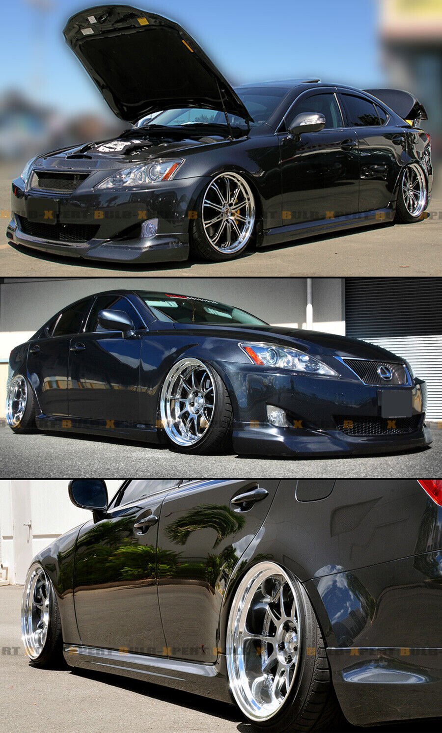 FOR 2006-13 LEXUS IS250 IS350 IN-S STYLE MATT BLACK SIDE SKIRT PANEL EXTENSIONS - Image 4