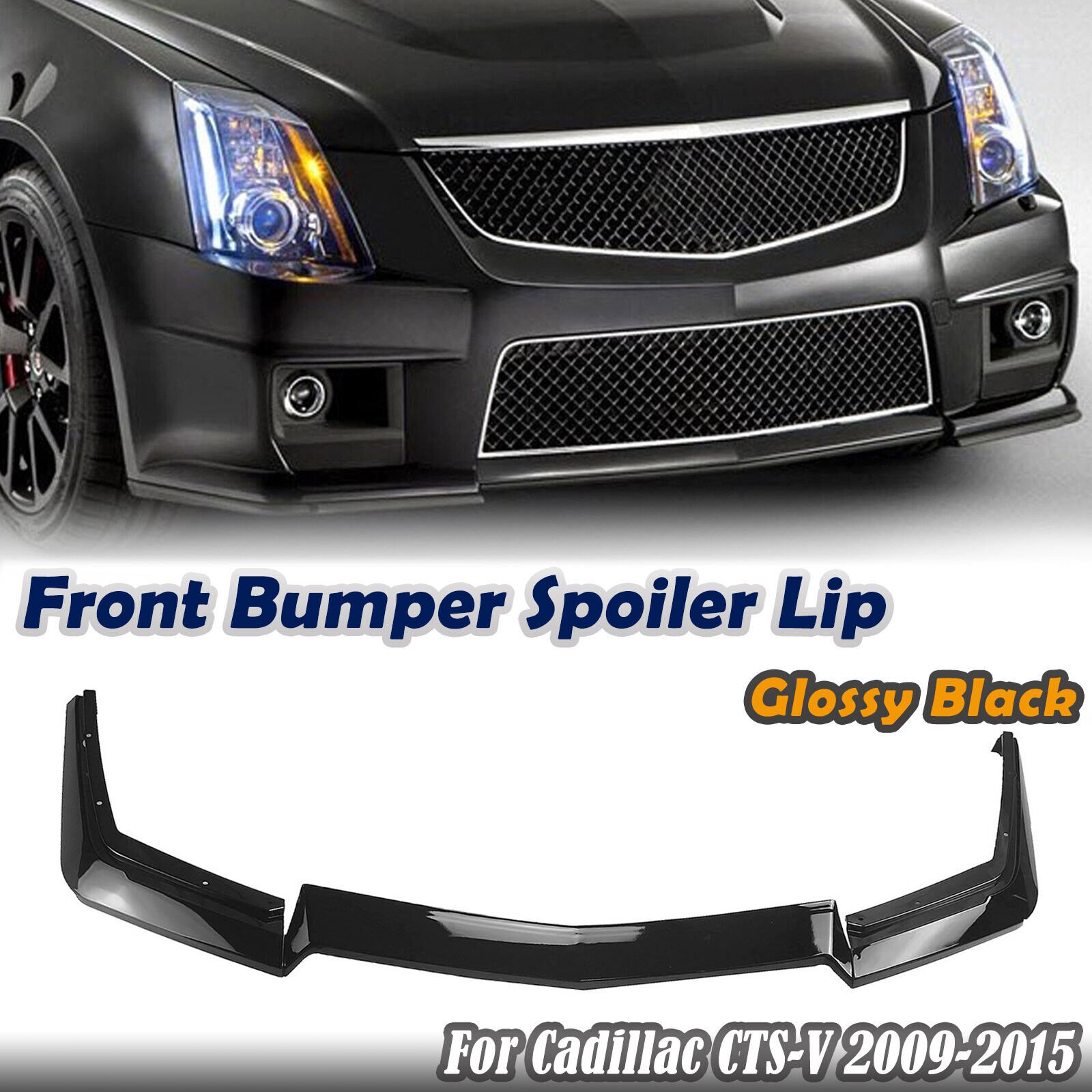 For 2009 2010 2011 2012-2015 Cadillac CTS-V Front Bumper Spoiler Splitter Black