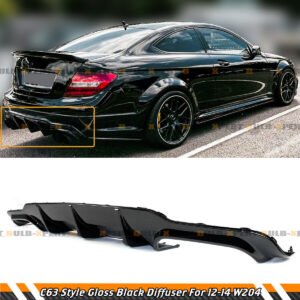 FOR 2012-14 MERCEDES-BENZ W204 C63 AMG GLOSS BLACK REAR BUMPER DIFFUSER VALANCE