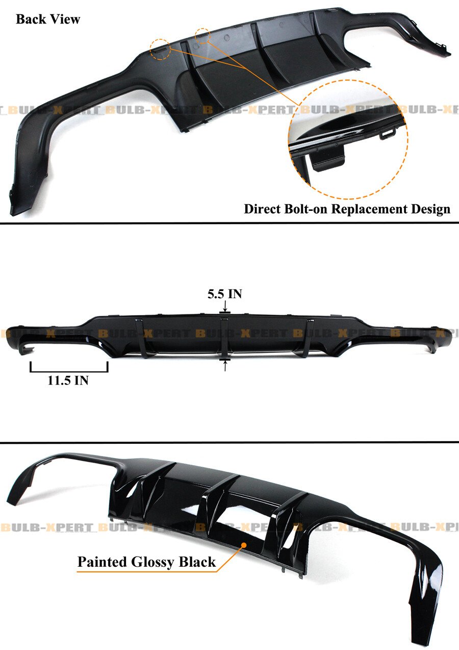 FOR 2012-14 MERCEDES-BENZ W204 C63 AMG GLOSS BLACK REAR BUMPER DIFFUSER VALANCE - Image 3