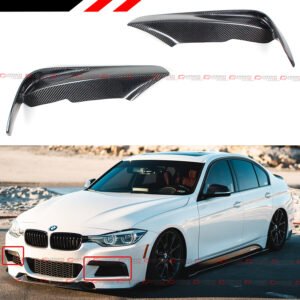 FOR 2012-18 BMW F30 F31 CARBON FIBER FRONT BUMPER FANG TRIM AIR VENT LID COVER - Image 2