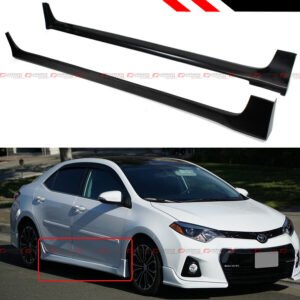 FOR 2014-2019 11TH GEN TOYOTA COROLLA 4DR SEDAN JDM BLACK SIDE SKIRT EXTENSION - Image 2