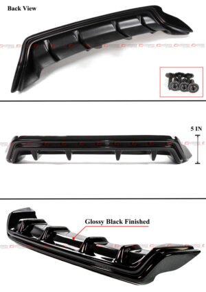 For 2015-18 Lexus RC300 RC350 F-Sport Gloss Black Shark Fin Rear Bumper Diffuser - Image 3