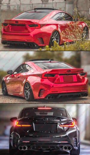 For 2015-18 Lexus RC300 RC350 F-Sport Gloss Black Shark Fin Rear Bumper Diffuser - Image 4