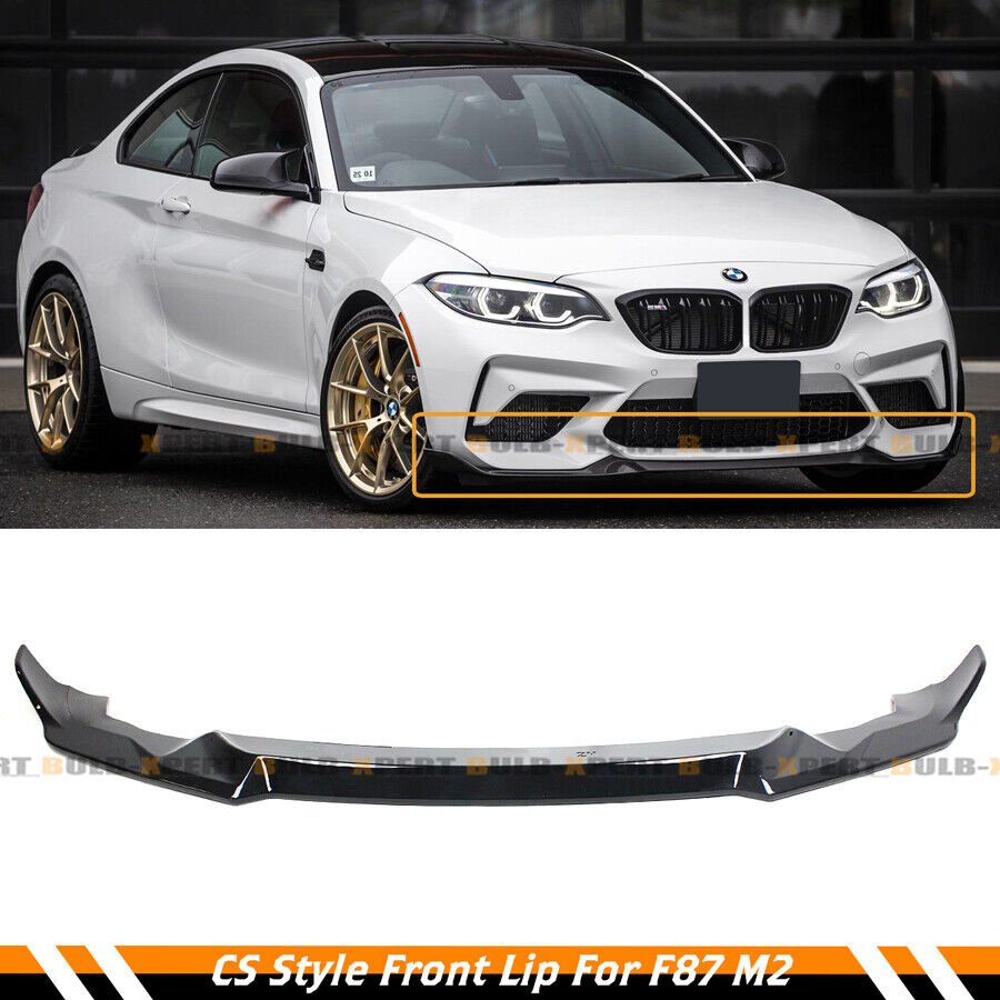 For 2016-2018 BMW F87 M2 Glossy Black CS Style Front Lip Spoiler Chin Splitter - Image 2
