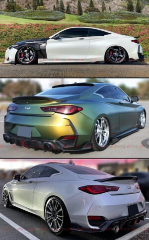 For 2017-2022 Infiniti Q60 Carbon Fiber Rear Bumper Side Corner Apron Extension - Image 4