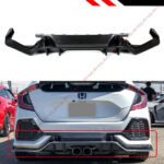 FOR 2017-21 HONDA CIVIC FK7 5D HATCHBACK SPORT TYPE-R STYLE REAR BUMPER DIFFUSER