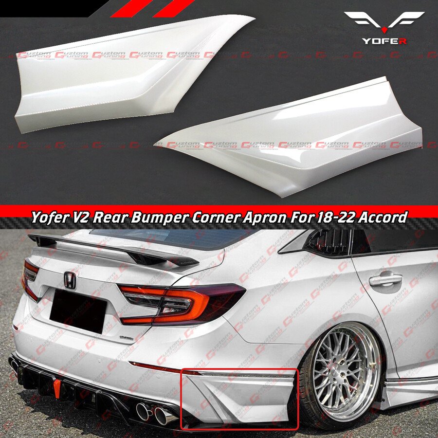 FOR 2018-2022 HONDA ACCORD YOFER V2 PLATINUM WHITE REAR BUMPER CORNER APRON SPAT - Image 2