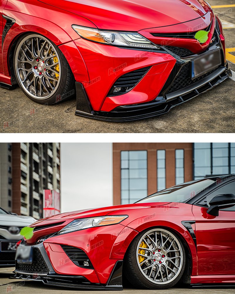 For 2018-24 Camry SE XSE V2 Style Winglet Carbon Style Front Bumper Lip Splitter - Image 4