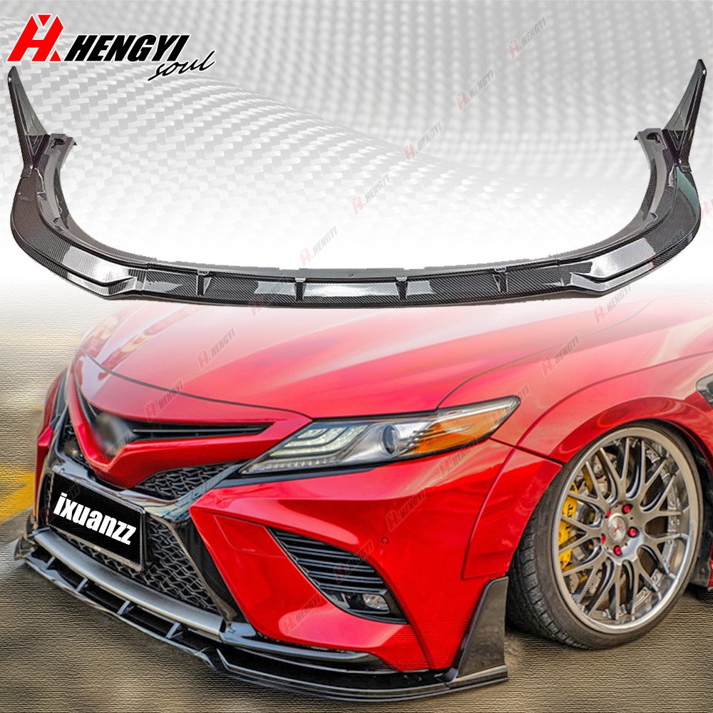 For 2018-24 Camry SE XSE V2 Style Winglet Carbon Style Front Bumper Lip Splitter