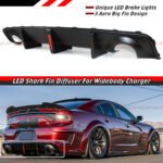 For 2020-23 Dodge Charger SRT Scat Widebody Matt Black LED Rear Bumper Diffuser