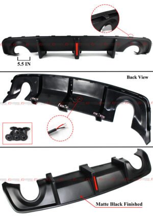 For 2020-23 Dodge Charger SRT Scat Widebody Matt Black LED Rear Bumper Diffuser - Image 3