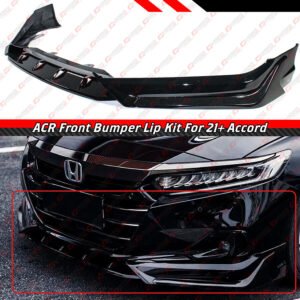 For 2021-2022 Honda Accord ACR Painted Gloss Black JDM Front Bumper Lip Splitter - Image 2