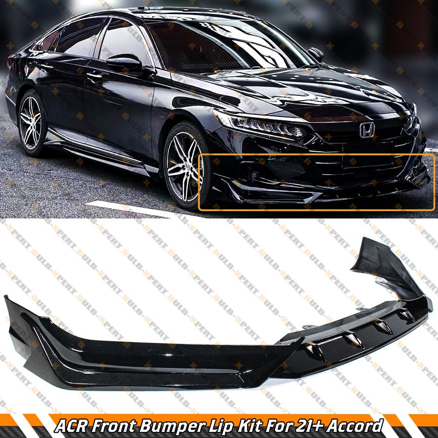 For 2021-2022 Honda Accord ACR Painted Gloss Black JDM Front Bumper Lip Splitter - Image 2
