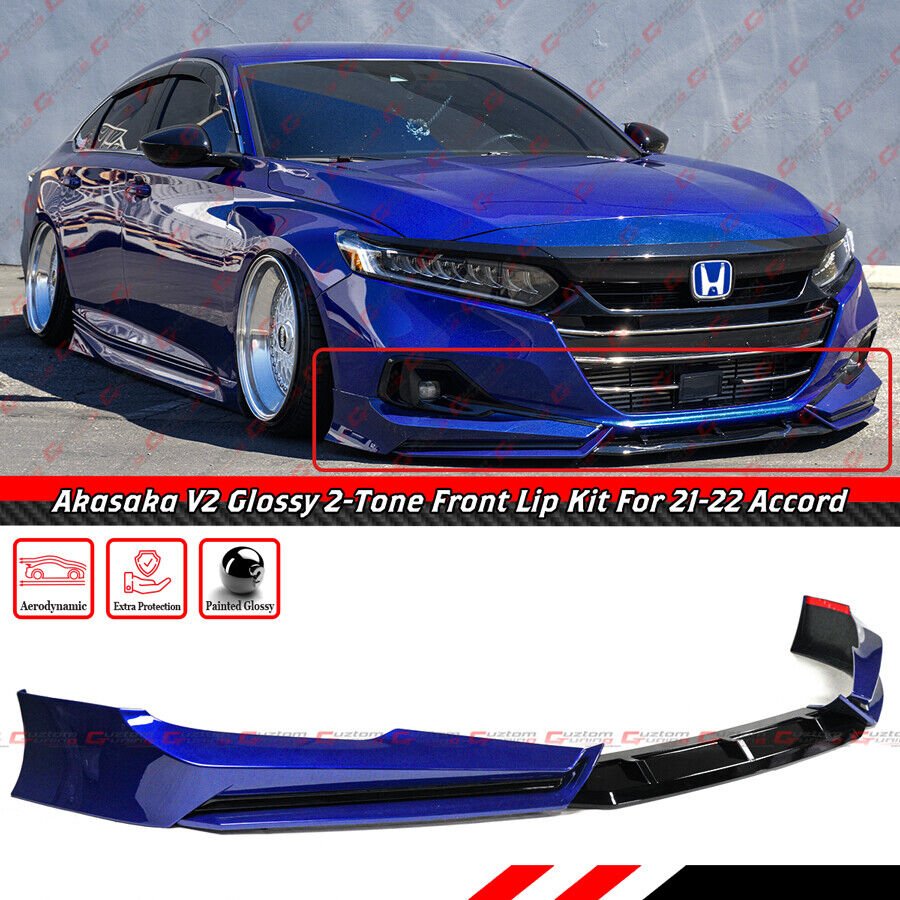 For 2021-2022 Honda Accord Akasaka V2 Still Night Pearl Blue Front Bumper Lip - Image 3