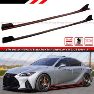 For 2021-2025 Lexus IS300 IS350 CTM V1 Gloss Black Winglet Side Skirt Extension