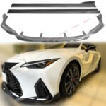 For 2021-2025 Lexus IS350 F-Sport Carbon Style Front Bumper Lip Side Skirt Kit
