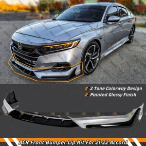 For 2021-22 Honda Accord ACR Lunar Silver Metallic Front Bumper Lip Splitter Kit - Image 2