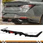 FOR 2021-23 HYUNDAI ELANTRA KDM GLOSS BLACK LED REAR DIFFUSER + CORNER SPLITTERS