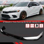 For 2022-2024 Honda Civic 11th GF Bodykit Pearl White Black Front Bumper Lip Kit