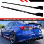 For 2022-2025 Honda Civic 11th Gen Type-R Style Gloss Black Side Skirt Extension