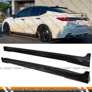 FOR 2025 TOYOTA CAMRY LE SE XSE XLE TR STYLE MATTE BLACK SIDE SKIRT EXTENSION