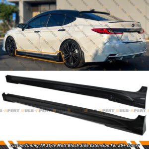 FOR 2025 TOYOTA CAMRY LE SE XSE XLE TR STYLE MATTE BLACK SIDE SKIRT EXTENSION - Image 3