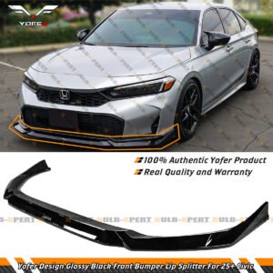 For 2025 Up Honda Civic 11th Gen Yofer Glossy Black Front Bumper Lip Splitter