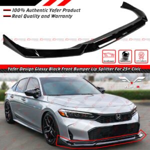 For 2025 Up Honda Civic 11th Gen Yofer Glossy Black Front Bumper Lip Splitter