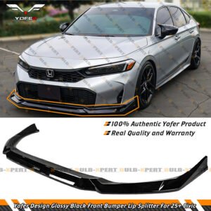 For 2025 Up Honda Civic 11th Gen Yofer Glossy Black Front Bumper Lip Splitter - Image 3