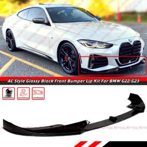 For 21-25 BMW G22 G23 430i M440i AC Style Glossy Black Front Bumper Lip Splitter